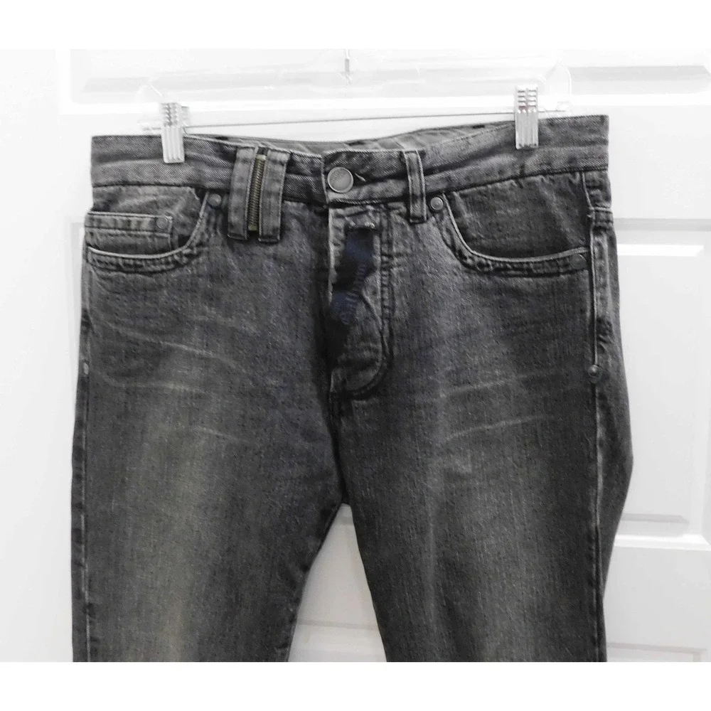JOHN GALLIANO AUV207L WASHED CREASED BLACK DENIM JEANS‎ Italy 34 Waist
